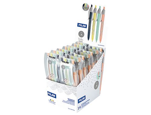 Esferografica milan p1 retratil 1 mm silver estojo de 4 unidades cores sortidas , Milan , 155373 , 8411574080008